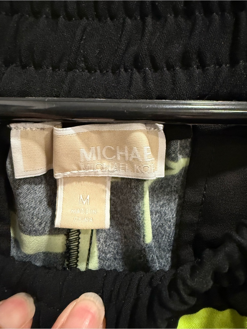 Michael Kors Black & Neon Yellow Logo Jogger Pants - Picture 3 of 6